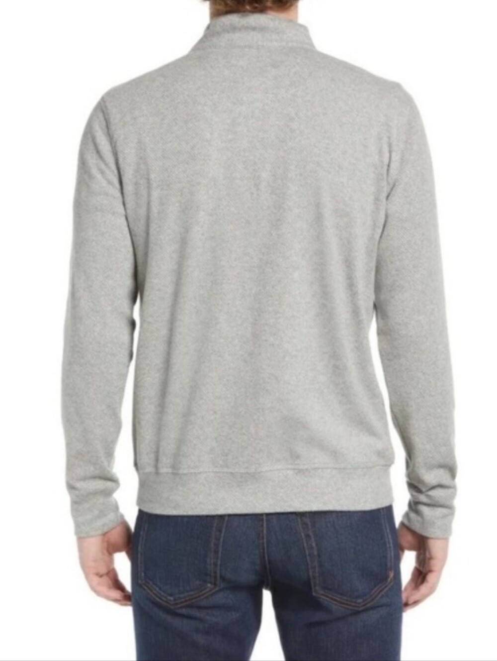 Faherty Legend Sweater Sweatshirt Organic Cotton Quarter Zip Fossil Grey Twill L - Picture 2 of 12